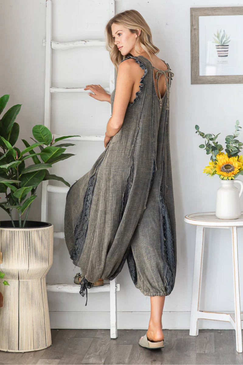 Washed Cotton Gauze Lace Jumper