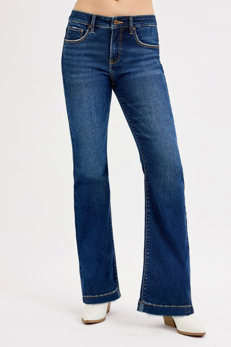 RISEN Tummy Control Mid Rise Flare Basic Jeans