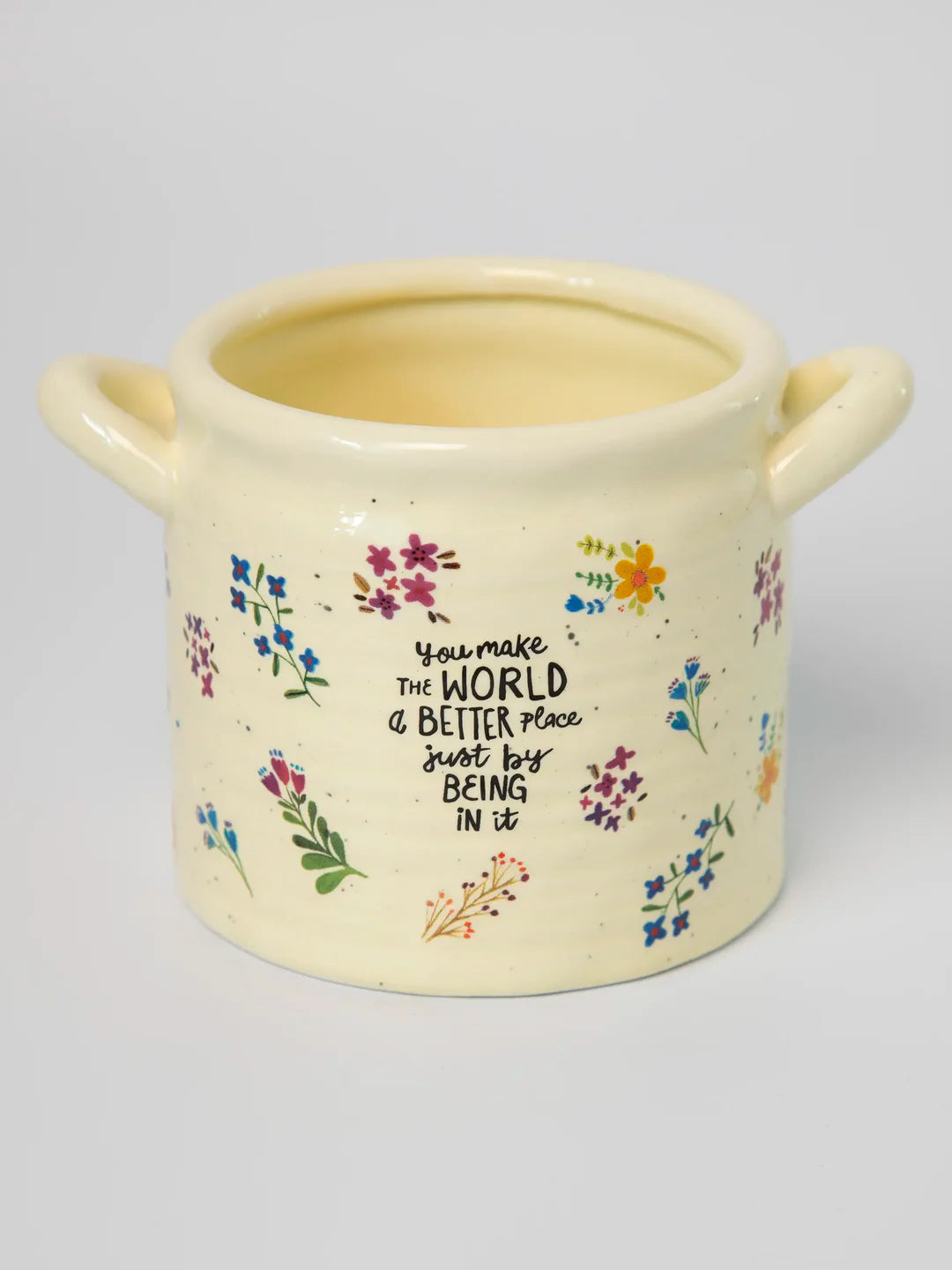 Crock Planter | Natural Life | You make the world a better place just by being in it | Medium