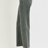 RISEN Tummy Control Mid Rise Ankle Straight Raw Hem Pant