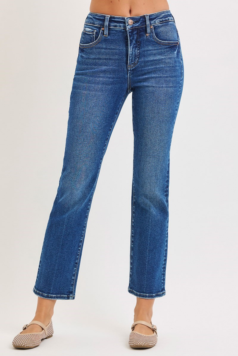 RISEN Tummy Control High Rise Crop Straight Jeans