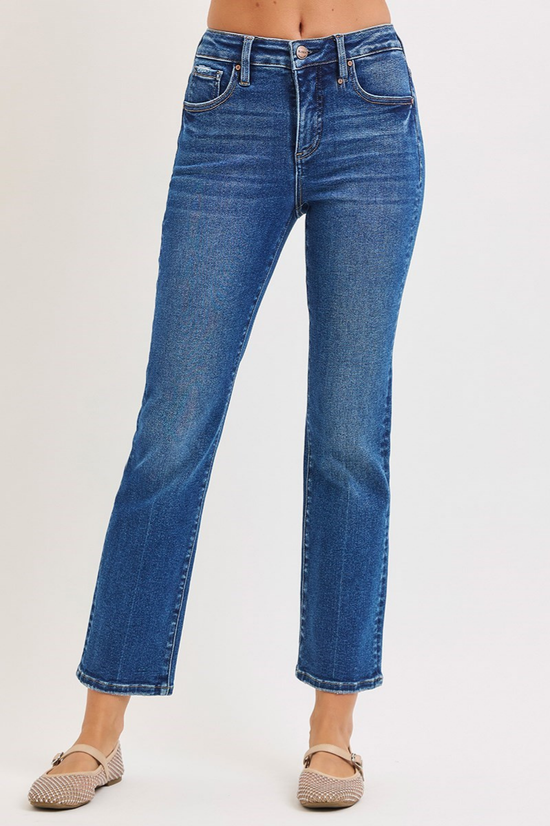 RISEN Tummy Control High Rise Crop Straight Jeans