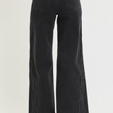 RISEN High Rise Scalloped Edge Wide Leg Denim