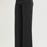 RISEN High Rise Scalloped Edge Wide Leg Denim