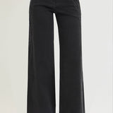 RISEN High Rise Scalloped Edge Wide Leg Denim