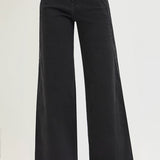 RISEN High Rise Scalloped Edge Wide Leg Denim