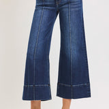 RISEN Tummy Control Mid Rise Crop Wide Pintuck Front Jeans