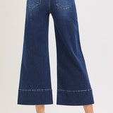 RISEN Tummy Control Mid Rise Crop Wide Pintuck Front Jeans