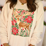 Festive Floral & Deer Sweatshirt