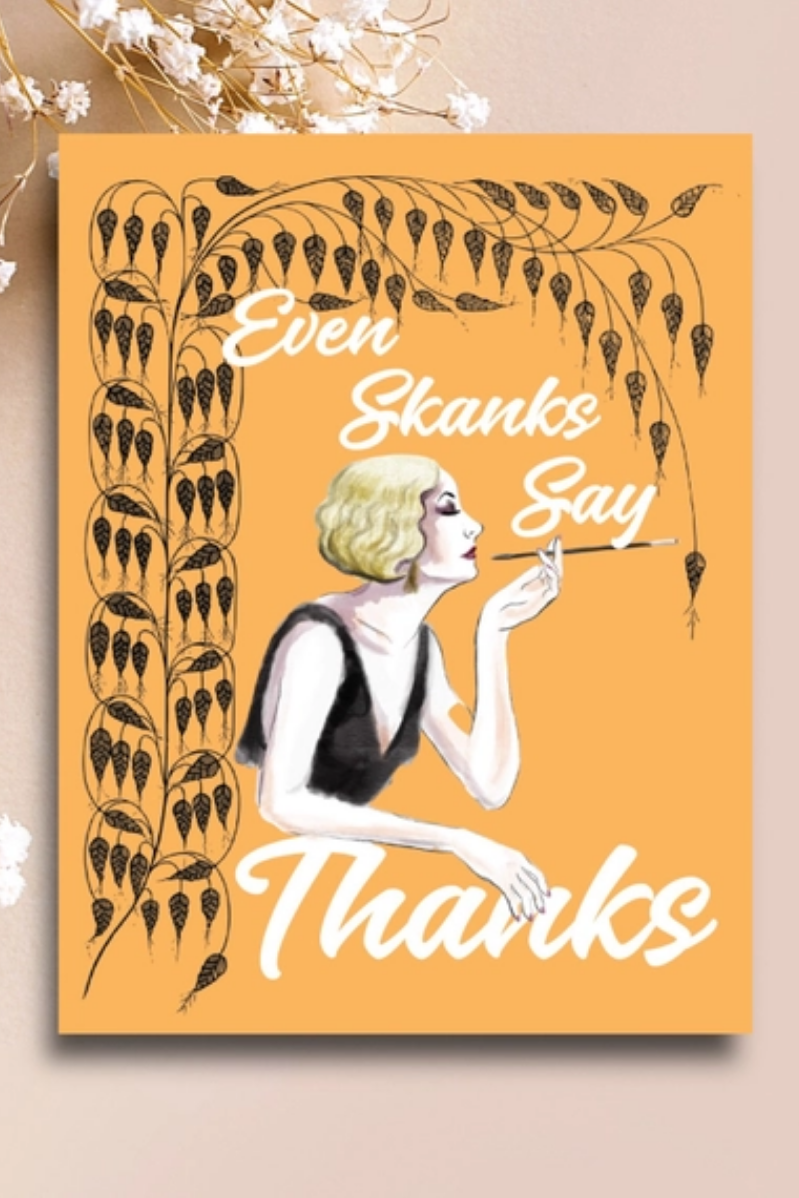Poster with a stylized illustration of a woman and text on an orange background