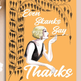 Poster with a stylized illustration of a woman and text on an orange background