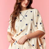 Polka Dot Print French Terry Dolman Sweatshirt