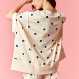 Polka Dot Print French Terry Dolman Shorts