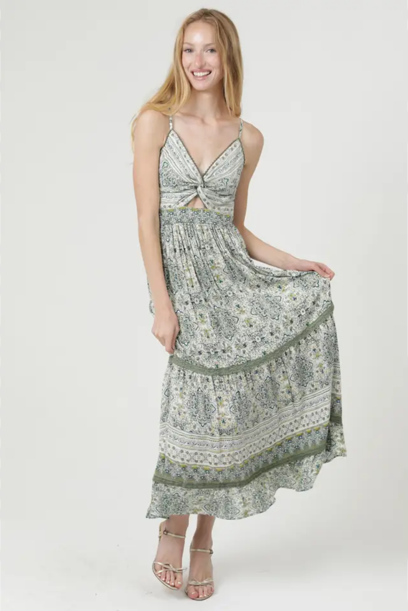 twist front maxi dress Olive Grove Twist Front Maxi Dress Olive / Medium