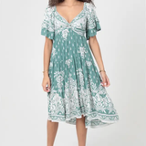 Sage Meadow Twist Front Midi Dress