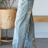 Washed Super Star Patch Denim Pants | Light Wash | Fabric: Cotton | Polyester | Spandex