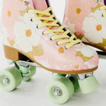 Floral Pastel Roller Skates | Light pink, light green, and light purple