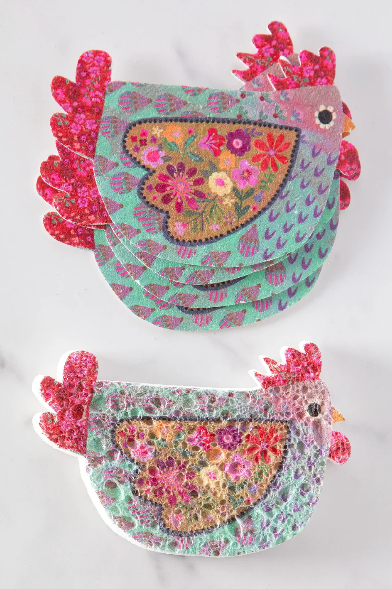 Puff Up Sponges, Set of 5 | Natural Life | Chicken
