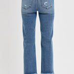 RISEN High Rise Crop Straight-Frayed