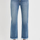 RISEN High Rise Crop Straight-Frayed