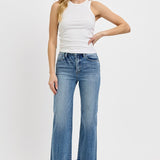 RISEN High Rise Crop Straight-Frayed