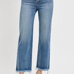 RISEN High Rise Crop Straight-Frayed