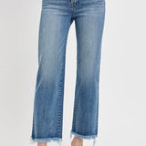 RISEN High Rise Crop Straight-Frayed