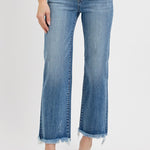 RISEN High Rise Crop Straight-Frayed