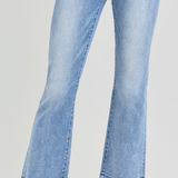 RISEN High Rise Crop Straight Slim Jeans | Medium Wash