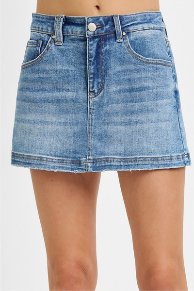 RISEN High Rise Skort | Medium Wash
