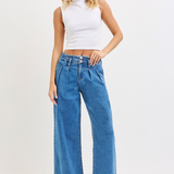RISEN Pleated Wide Leg Slouchy Jeans