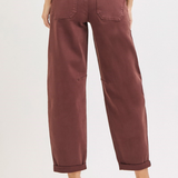 RISEN High Rise Ankle Cuff Barrel Jeans
