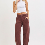 RISEN High Rise Ankle Cuff Barrel Jeans