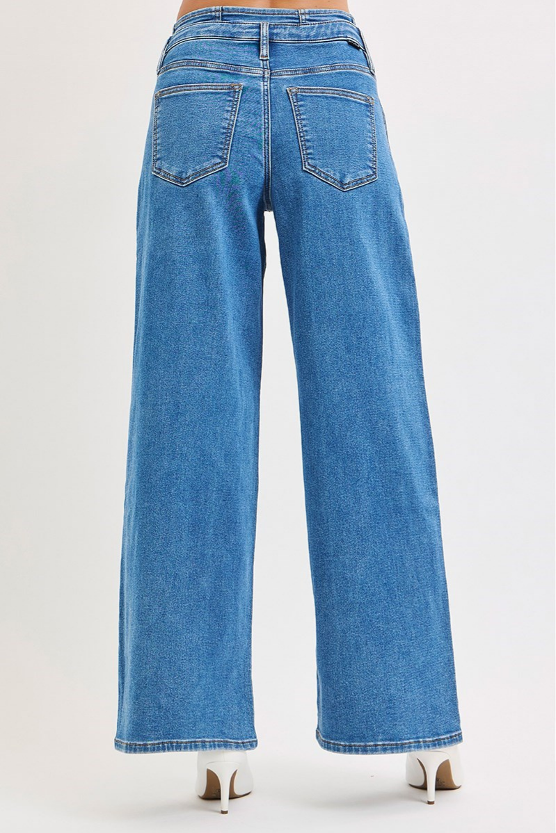 RISEN Pleated Wide Leg Slouchy Jeans