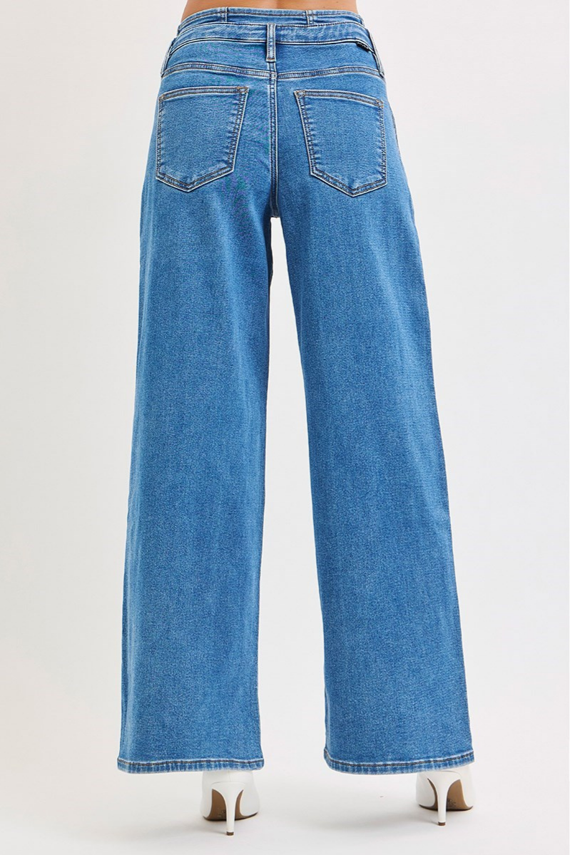 RISEN Pleated Wide Leg Slouchy Jeans