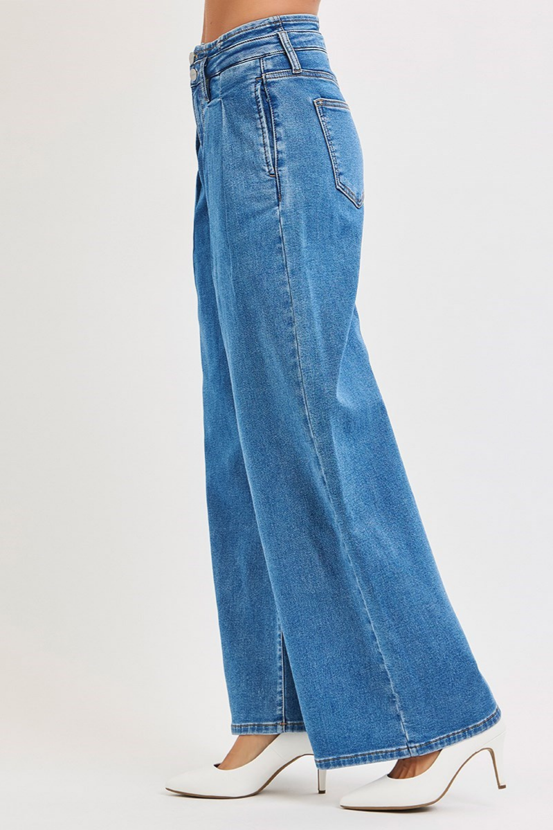 RISEN Pleated Wide Leg Slouchy Jeans