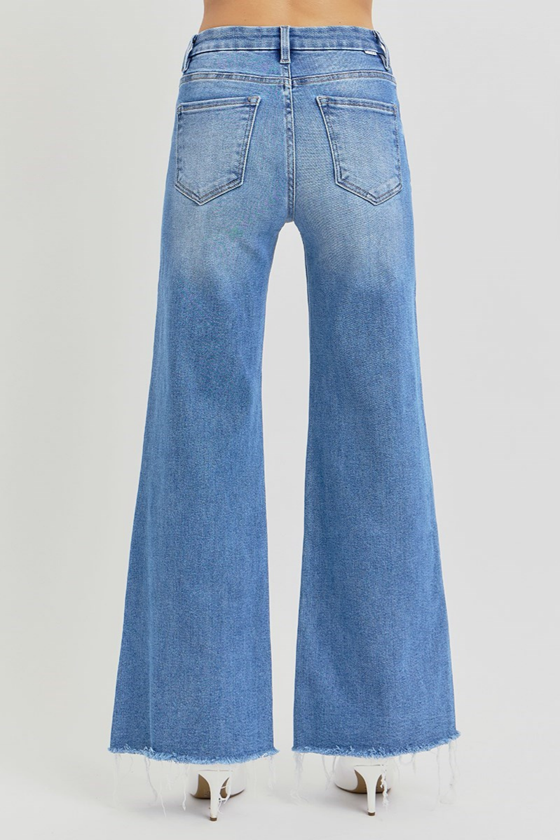 RISEN Tummy Control Mid Rise Wide Leg Jeans