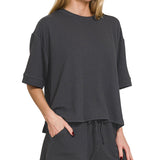 Raised Ribbed Lounge Shorts with Pockets