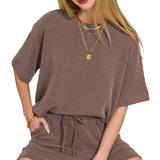 Raised Ribbed Lounge Shorts with Pockets