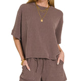 Raised Ribbed Lounge Shorts with Pockets