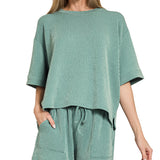 Raised Ribbed Lounge Shorts with Pockets