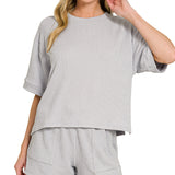 Raised Ribbed Lounge Shorts with Pockets