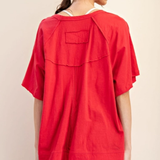 Oversized Cotton Slub Raw Edge Top