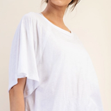 Oversized Cotton Slub Raw Edge Top