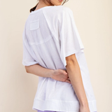 Oversized Cotton Slub Raw Edge Top