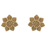 Raffia Flower Stud Earrings | Brown