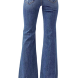 RISEN Curvy Mid Rise Raw Hem Flare Jeans