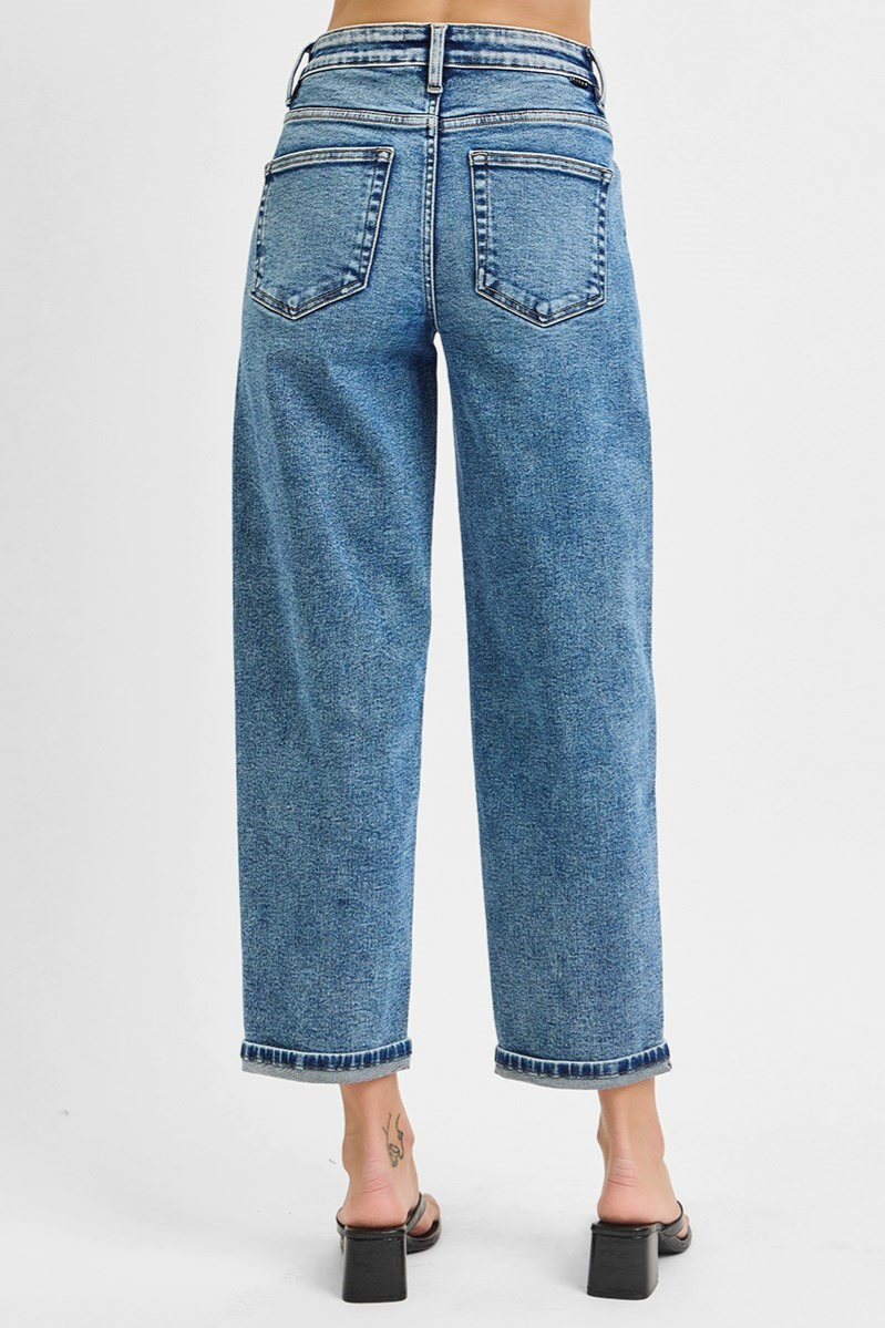 RISEN High Rise Crop Boyfriend Jeans | Medium Wash