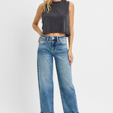 RISEN High Rise Crop Boyfriend Jeans | Medium Wash