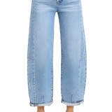 RISEN High Rise Barrel Jeans | Medium Wash